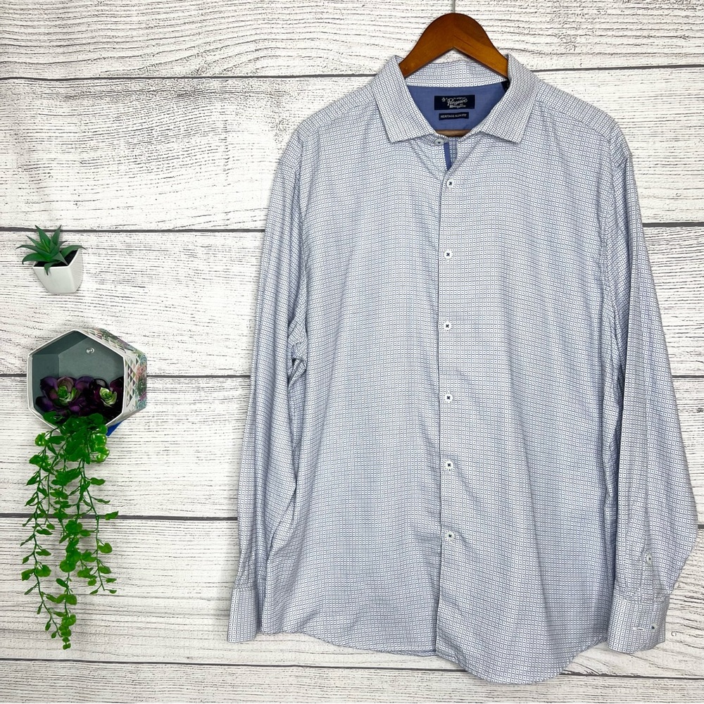 Original Penguin Light Blue Pattern Button Down S… - image 1